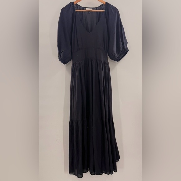 NWOT Puff Sleeve Lightweight Cottagecore A-Line Maxi Dress Navy Universal Thread - Picture 2 of 11
